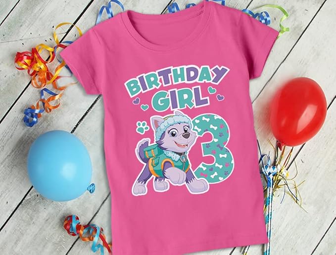 Tstars Skye Birthday Girl 3 Gifts for Three Years Old Bday Paw Patrol Theme Party Toddler Kids Girls Fitted T-Shirt A51144d