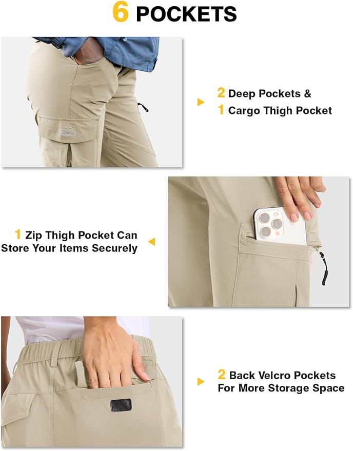 TBMPOY Women's Hiking Cargo Pants Lightweight Water Resistant Quick Dry Fishing Camping Travel Work Pant with 6 Pockets