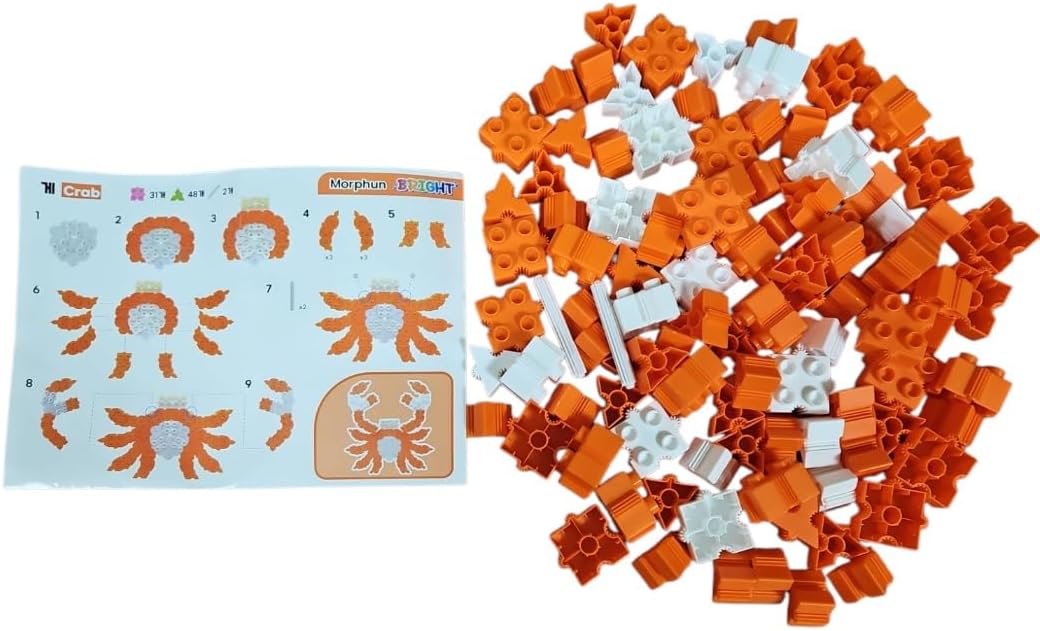 STEM Toys for Kids Ages 3 Bright | Educational Building Blocks Set | 102-Piece BPA-Free Plastic | Enhances Creativity & Fine Motor Skills | Includes Instruction Booklet - Orange