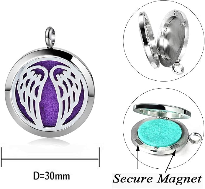 Aromatherapy Essential Oil Diffuser Necklace 316L Stainless Steel Locket Pendant with 24 Inch Chain