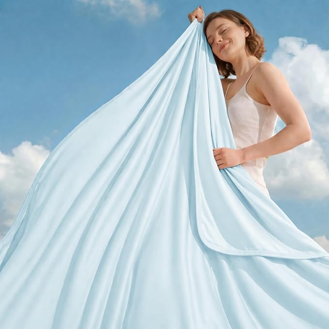 Cooling Blanket Queen - Arc-Chill Q-Max >0.5 Cool Summer Blanket for Hot Sleepers - Double Design Lightweight Blanket Absorbs Heat to Keep Cool on Warm Nights(90"x90") Blue