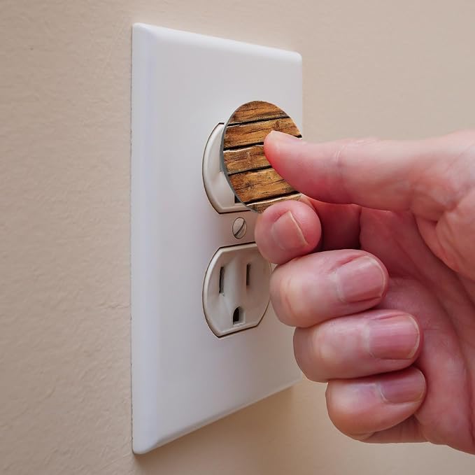 Brown Wooden Outlet Plug Covers Child Proof Electrical Outlets Protector - Wall Socket Protector for Baby Kids- Electrical Insulation