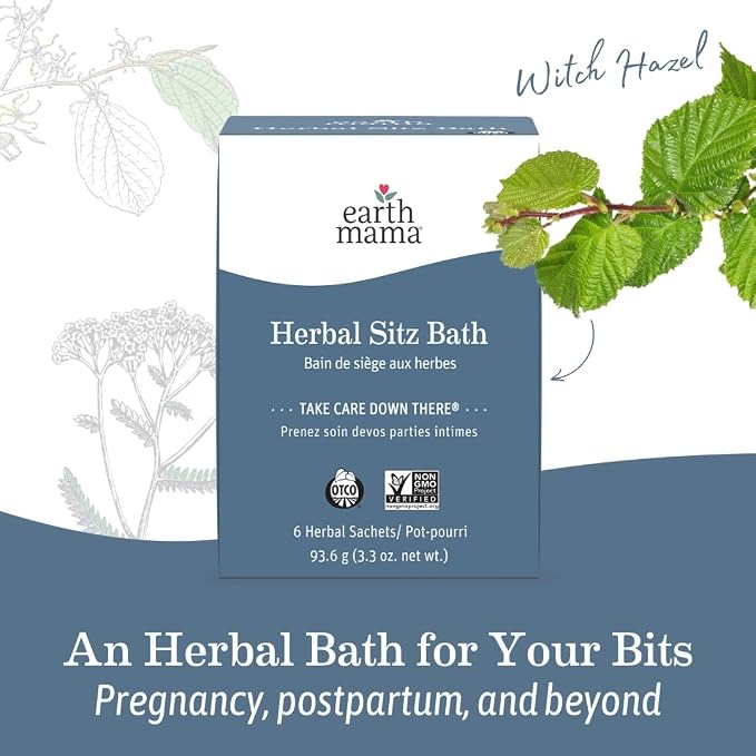 Earth Mama Postpartum Recovery Kit, Take Care Down There® Trifecta with Organic Perineal Balm, Sitz Bath & Herbal Peri Spray, 3-Piece Set