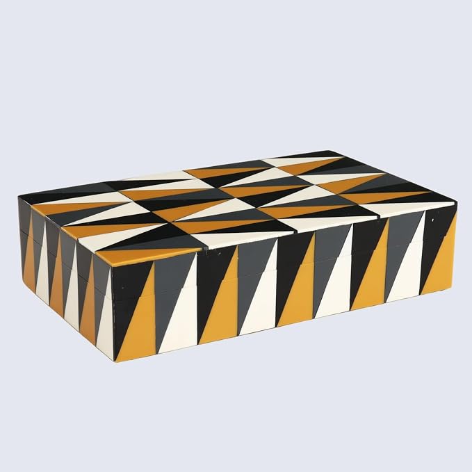 Handicrafts Home Large Decorative Storage Box with Lid, Coffee Table Storage Box, Decorative Remote Control Holder, Keepsake Storage Box for Living Room & Shelf Decor, Puzzle Guild 12 x 6 x 2