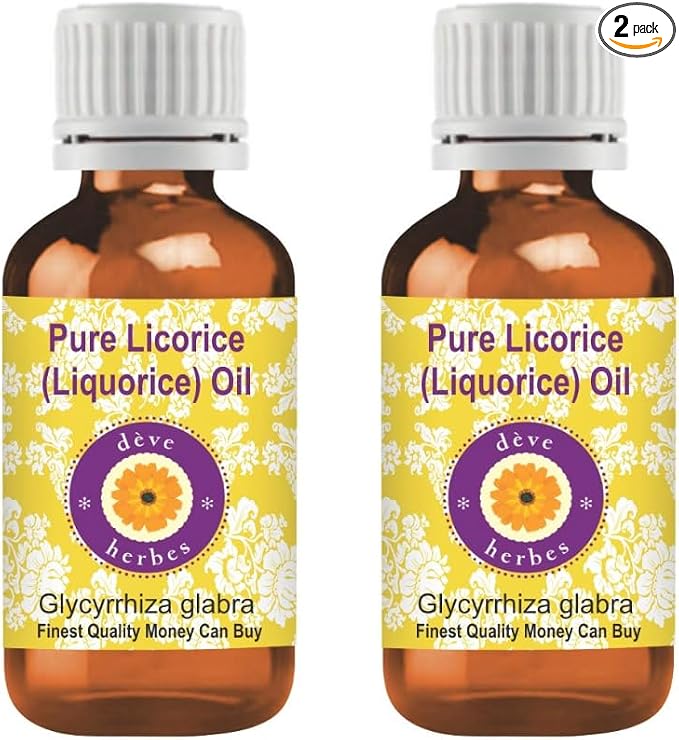 Deve Herbes Liquorice Oil (Glycyrrhiza glabra) | Infused | Pure | Non-Sticky | Lightweight | for Facial Care | Men & Women | 15ml X 2 (1 oz)