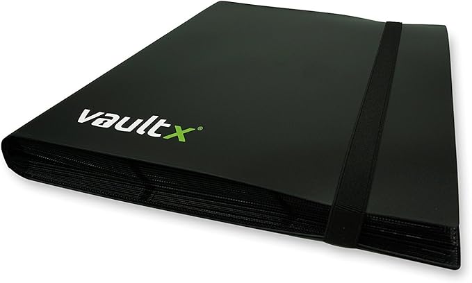 Vault X 9 Pocket Standard Strap Binder, Holds 360 Trading Cards in 20 Side-Loading Pages (Black)