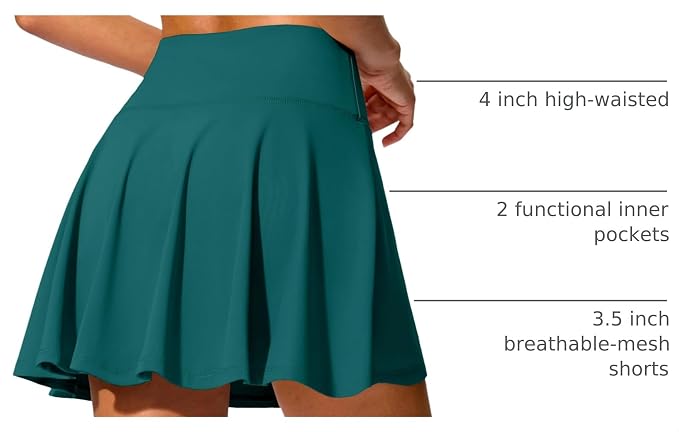 14" Tennis Skirt Golf Skorts with Pockets Tummy Control Shorts Pleated Skirts for Women Athletic Dressy Casual