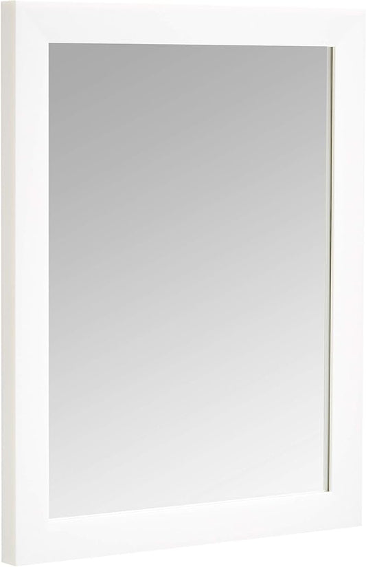 Amazon Basics Rectangular Wall Mount Mirror for Bedroom, Living Room, Entryway, Standard Trim, 16" x 20", White
