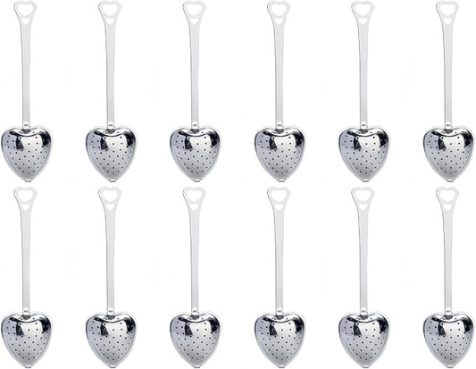 Long Grip Tea Filter, Stainless Steel Heart Shaped Tea Infuser Spoons