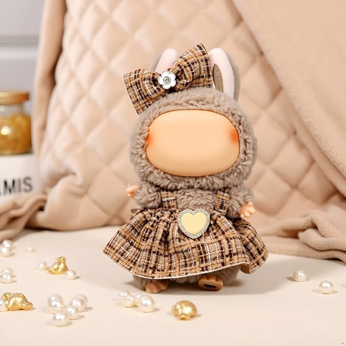 Doll Clothes Set for 6.7-inch/5.9-inch Dolls - Luxury Chic High-End Fashion Outfit with Suitable Accessories, Ladylike Elegance Khaki (No Dolls)
