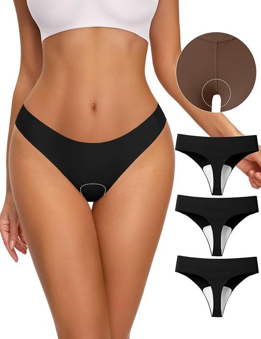 NIASOUL Thongs for Women Seamless Thong Panty Liners No Show Breathable G-Strings Workout Underwear