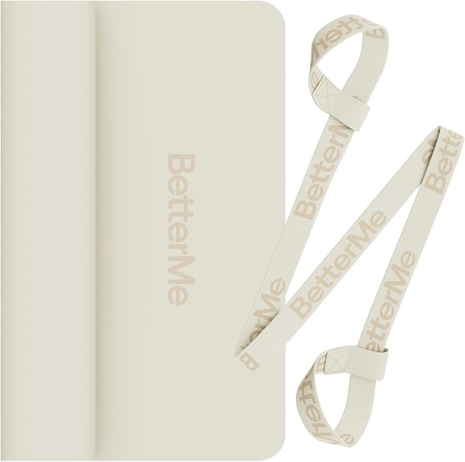 BetterMe Yoga Mat - Non-Slip Exercise Mat for Women - Cushioned Pilates Mat for Home Workouts, Stretching & Hot Yoga - Portable Fitness Mat with Strap