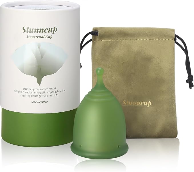 Soft Menstrual Cup - Medical Grade Silicone Reusable Period Cup - BPA Free Comfortable Flexible Menstrual Cup Heavy Flow (Green, Regular) (Regular (Pack of 1), Green)
