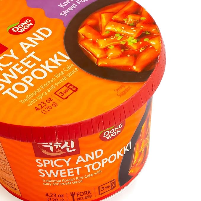 [Dongwon] Authentic Korean Rice Cake Topokki with Sweet and Spicy Kick | Popular Korean Street Food | Easy to Prepare | Perfect Balance of Sweetness and Spice in a Chewy Delight (8 Bowls)