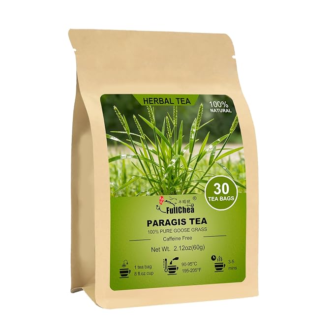 FullChea - Paragis Tea, 30 Teabags, 2g/bag - Whole Paragis Plant - Eleusine Indica Tea - Non-GMO - Caffeine-free - Support Respiratory Health & Boost Immunity