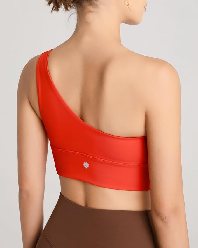Queenie Ke Womens One Shoulder Sports Bra Left Side Strap Yoga Bras Gym Training Workout Crop Tops