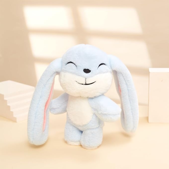 Bunny Plush Toy Stuffed Animal Funny Rotating Head Rabbit Plush Pillows Toy Cute Sensory Soft Stuffed Animals Doll That Show Your Mood Stuffed Bunny For Easter Christmas Birthday Gift，11in(Blue)