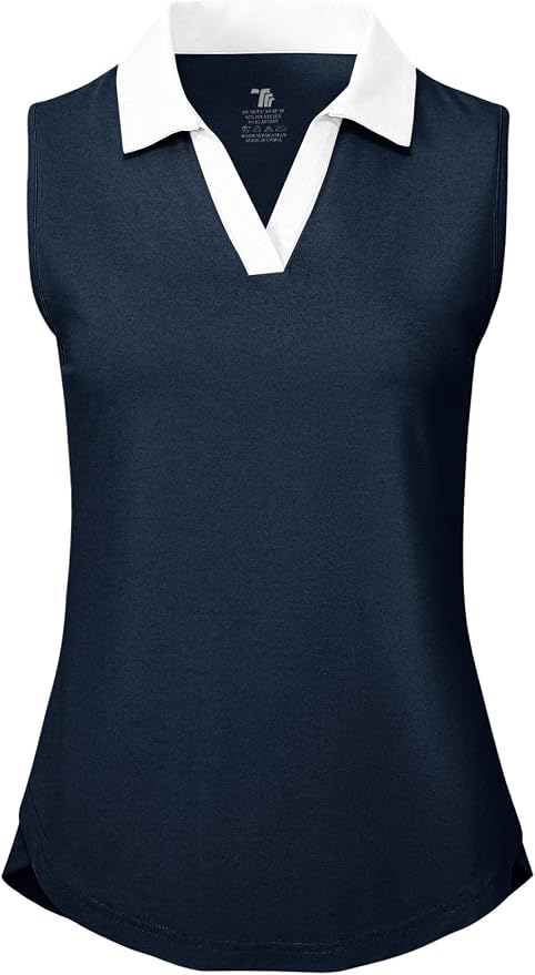 BGOWATU Women's Sleeveless Golf Polo Shirts Collared V Neck Tennis Tank Tops UPF 50+ Quick Dry Lightweight