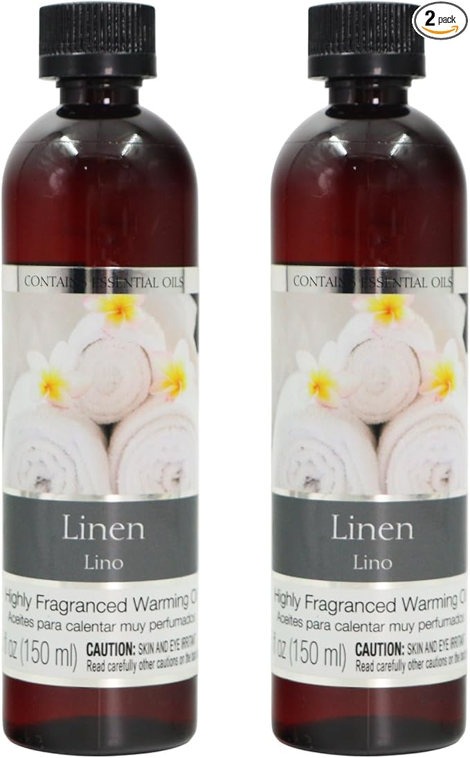 Hosley Linen Fragrance Warming Oils, Set of 2, 5oz Each. Ideal Gift for Weddings, spa, Reiki, Meditation, Bathroom Settings.P1