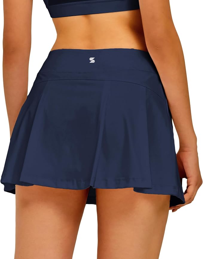 Stelle Women Tennis Skirt High Waisted Athletic Golf Skorts with Pockets | Tummy Control, Built-In Shorts, Deep Pockets, Pleated, Breathable, Lightweight, Tennis, Golf, Pickleball, Running, Workout