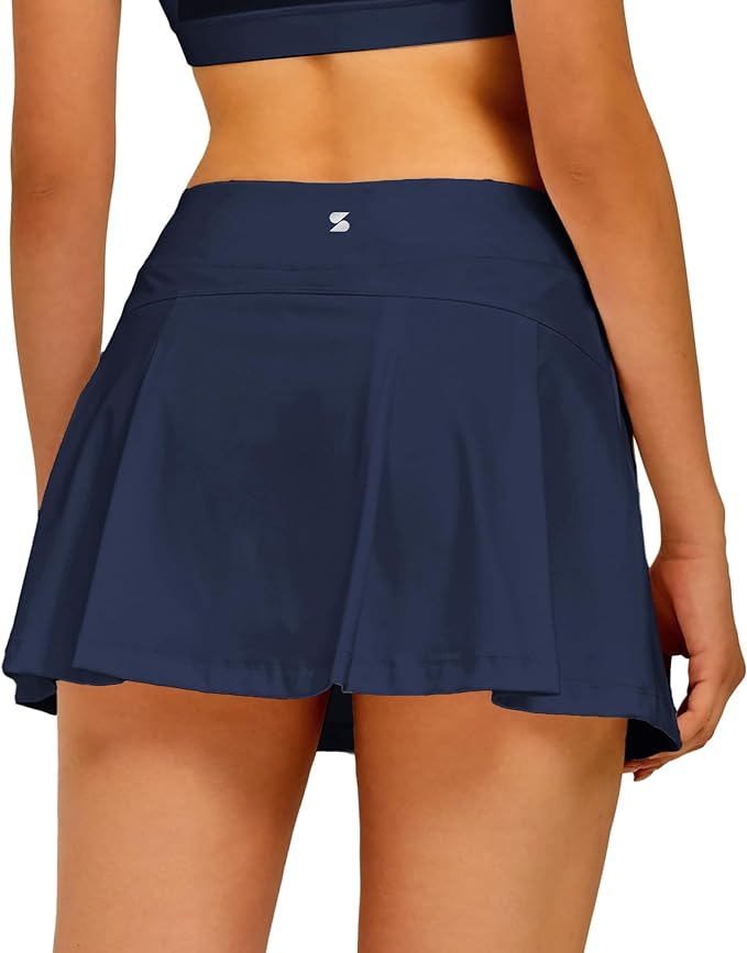 Stelle Women Tennis Skirt High Waisted Athletic Golf Skorts with Pockets | Tummy Control, Built-In Shorts, Deep Pockets, Pleated, Breathable, Lightweight, Tennis, Golf, Pickleball, Running, Workout