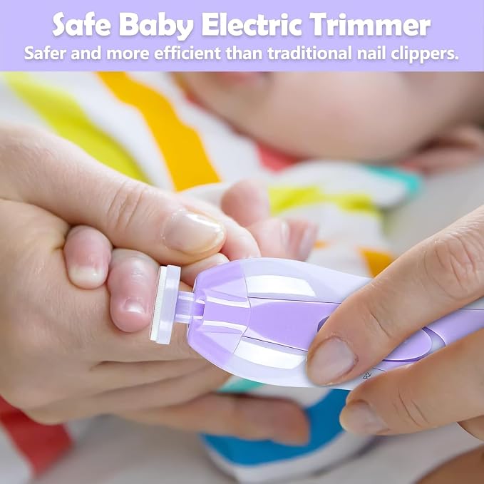 Qunlions life Baby Nail Trimmer Electric, 6 in 1 Baby Nail File Clippers Infant Grooming Kit Manicure Set for Toddler or Adults, Purple