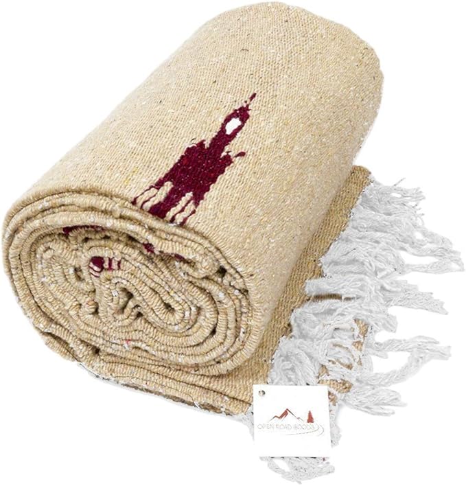 Open Road Goods Mexican Thunderbird Yoga Blanket, Handwoven Throw for Yoga, Meditation, and Home Décor – Versatile Blanket for Beach, Picnic, Camping, or Outdoor Use