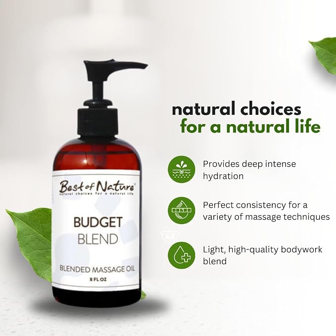 Best of Nature Budget Blend Massage & Body Oil - Affordable, Lightweight Moisturizer for Therapists & Spas, Half Gallon (64 fl oz) Bulk Size
