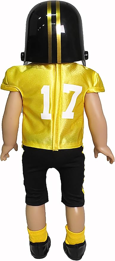 Yellow and Black Football Outfit 6pc for 18-Inch Dolls | Premium Quality & Trendy Design | Dolls Clothes