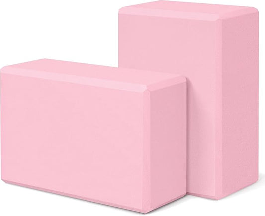 Yoga Block 2 Pack 9"x6"x3", Sturdy Yoga Foam Blocks, High Density & Non Slip Surface for Pilates & Stretching, Fitness Accessories for Stability & Balance