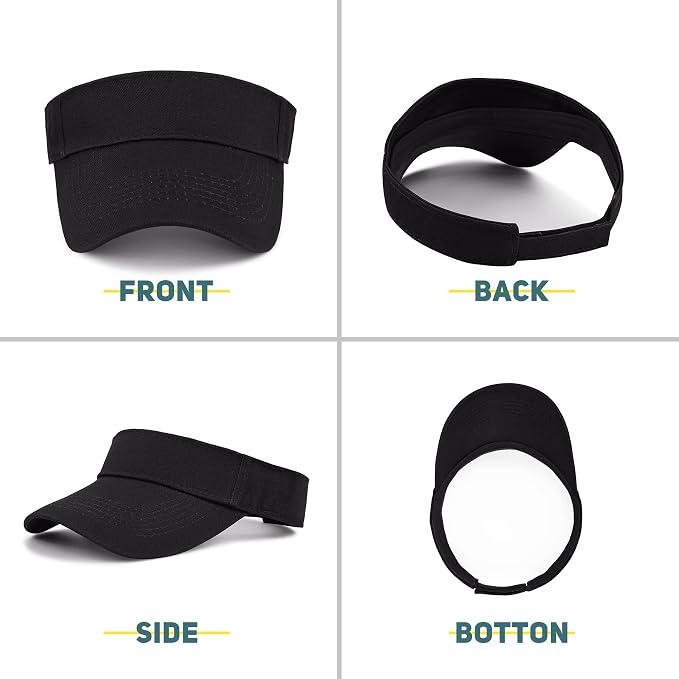 Zando 3.2" Structured Brim Visor Hats for Women, UPF 50+, Golf/Tennis | 3.2"Structured Brim Adds Sun Coverage, Steady View, Quick-dry Sweatband, Open-Top Ponytail Fit, Adjustable Fit & Lightweight