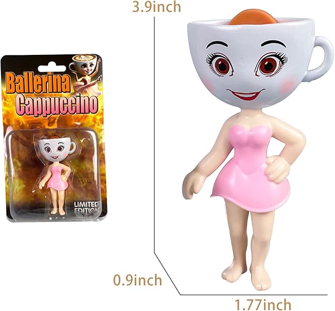 4 Inches Italian Brainrot Action Figure,Ballerina Cappuccino Pink Desk Accessories for Women Cute Office Desk Decor Bookself Cubicle Girls Boys