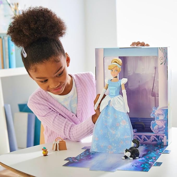Disney Store Girl's Princess Story Doll (Cinderella) 11 Inches, Includes Coloring Book and Additional Dress, Princess Doll in Classic Outfit, Princess Toys