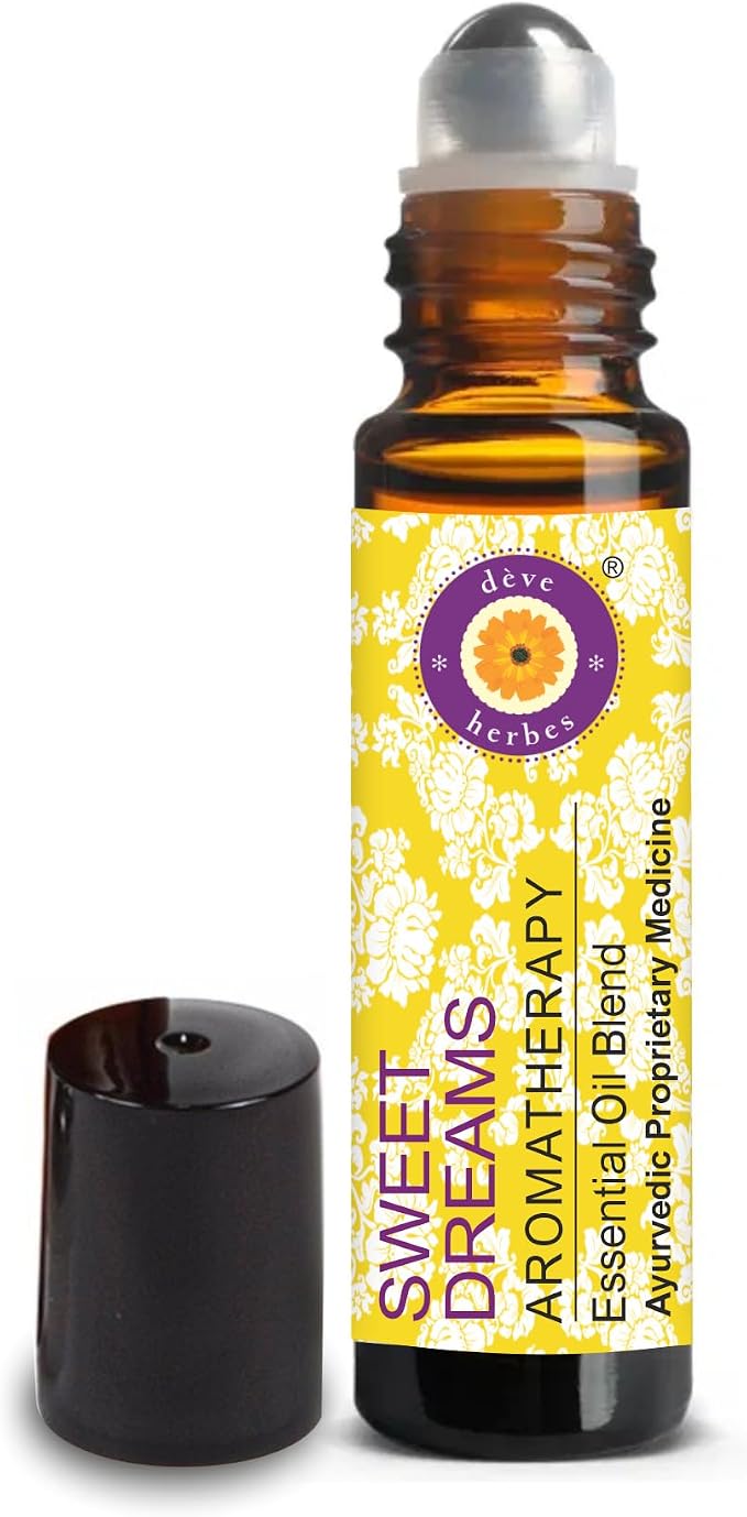 déve herbes Sweet Dreams - Aromatherapy Essential Oil Blend of Pure Clary Sage, Sweet Wormwood, Vetiver, Marjoram, Lavender & Geranium Essential Oils 10ml (Roll-On)