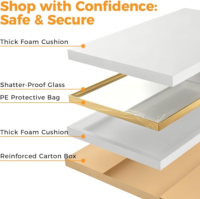 Sweetcrispy Bathroom Mirrors for Over Sink, 22" x 30" Rectangle Wall Mount Mirror with Metal Frame, Modern Vanity Mirror with Tempered Glass, for Home Decor, Anti-Rust, Gold