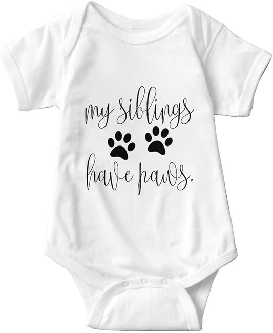 listery My Siblings Have Funny Paws Bodysuit Have Paws Baby Bodysuit Baby Paws Romper Dog Baby Bodysuit