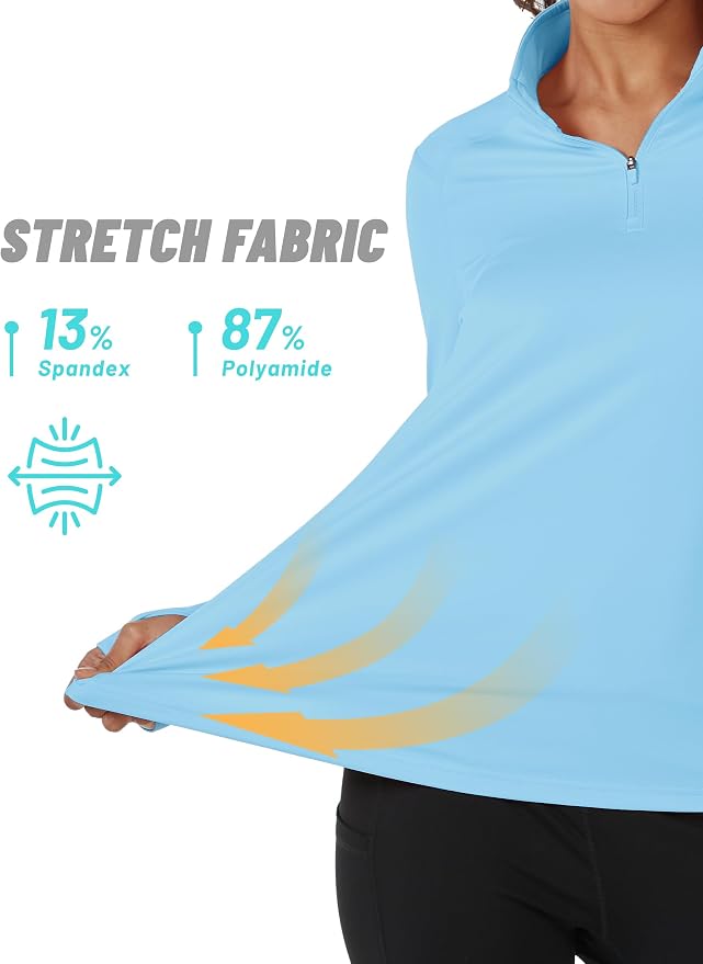 TACVASEN Women's Quarter Zip Sweatshirt Fleece Long Sleeve Workout Pullover | Lightweight Breathable Thermal Fabric,Mock Neck Design,Athletic Tops,Ideal for Gym Running Activities