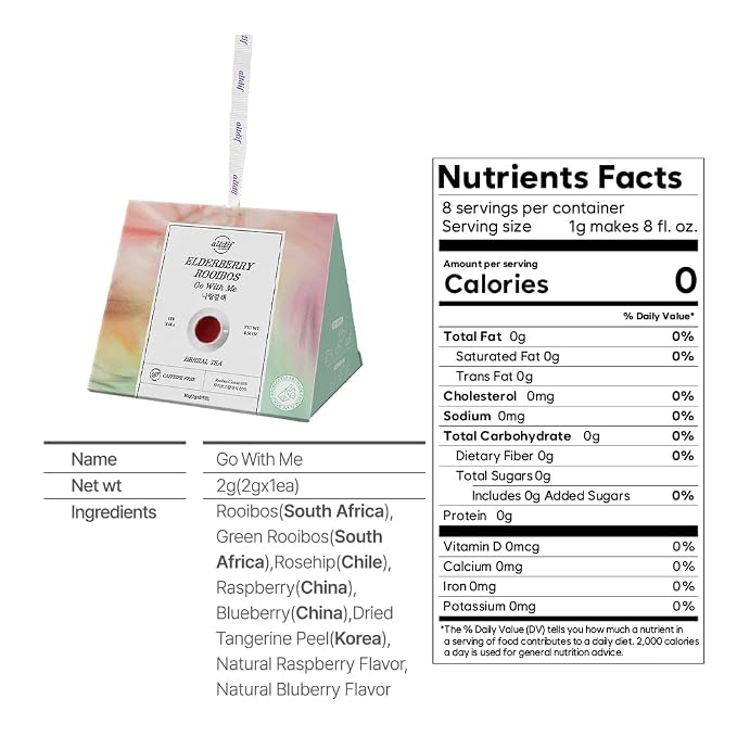 ALTDIF Elderberry Rooibos Go With Me Herbal Tea Bag Set – Tropical Black Tea Blend – Smooth & Fruity Caffeine-Free Flavor – Premium Relaxing Luxury Tea Box - 8 Pyramid Teabags