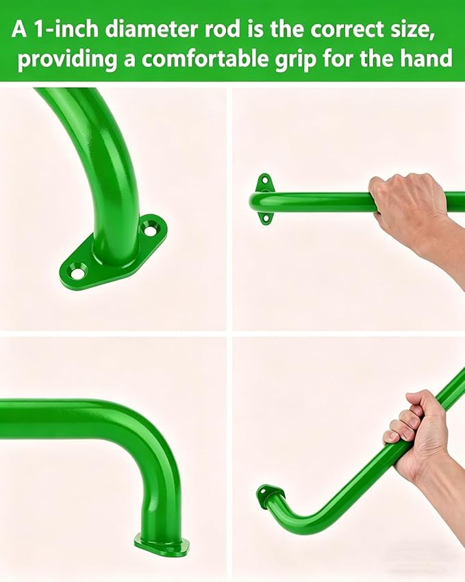BiJun17 inch Metal Playground Handles,Monkey Bars Indoor Heavy Duty Ceiling Grab Bars for Indoor Outdoor Playgrounds Climbing Frames,Treehouses,and Wall ladders (Green-6pcs)