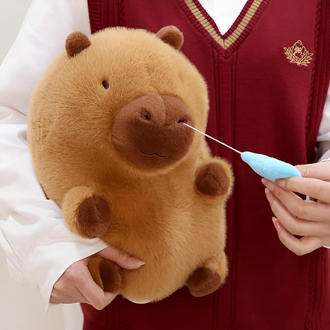 JPORSHU Capybara Plush Toy，16inch Capybara Plush with Turtle Backpack， Kawaii Capybara Stuffed Animal and Home Decor Gifts