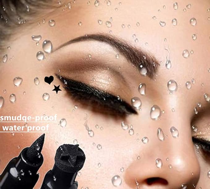 Go Ho Red Liquid Eyeliner Stamp,Heart Stamp Eyeliner Red Makeup,Halloween Costumes Makeup,Double-Seal Waterproof Eyeliner Pen,Long-lasting Smudge-proof Eye Liner Makeup Tools,1 PC