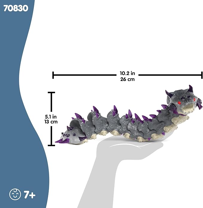 Schleich Eldrador Creatures - Big, 10" Shadow Worm. Cool Movable Action Figure for Boys and Girls. Fun, Imaginative Play Figurine. Durable, Fantasy Animal Beast Monster Toys for Kids Ages 7+, 70830