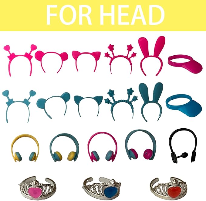 Rubber Duck Accessories 52PCS - Decorations for Rubber Duck - Hats Glasses Earphones Necklaces Wings Crowns DIY Accessories for Rubber Duck (Put On)