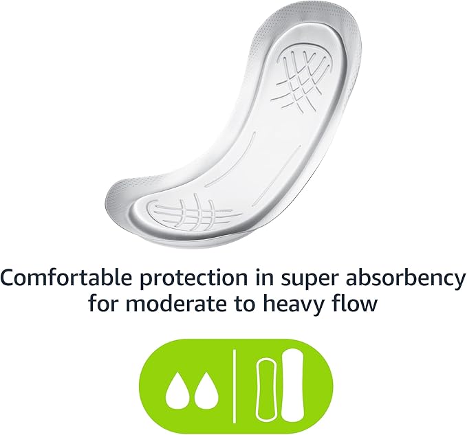 Amazon Basics Maxi Pads for Periods- Thick, Super Absorbency, Unscented, 192 Count, (4 Packs of 48)