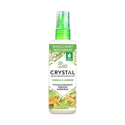 CRYSTAL Deodorant Mineral Deodorant Spray, Vanilla Jasmine, 4.0 oz, White (41991)