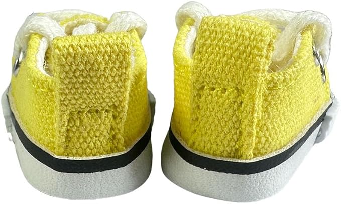 17cm Dolls Shoes, Lace-Up Canvas Sneakers Mini Shoes for 17cm Dolls, Fingerboard Shoes, Mini Finger Shoes, Clothing Accessory for 6.7in Dolls (Yellow 1 Pair)