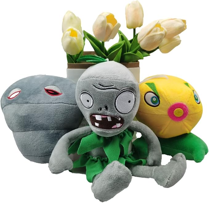 JHESAO 3 PCS Lettuce Plants and Zombies Plush Banner Zombies Toys PVZ Plush 1 2 Stuffed Soft Doll Coconut Cannon Plant Toy New