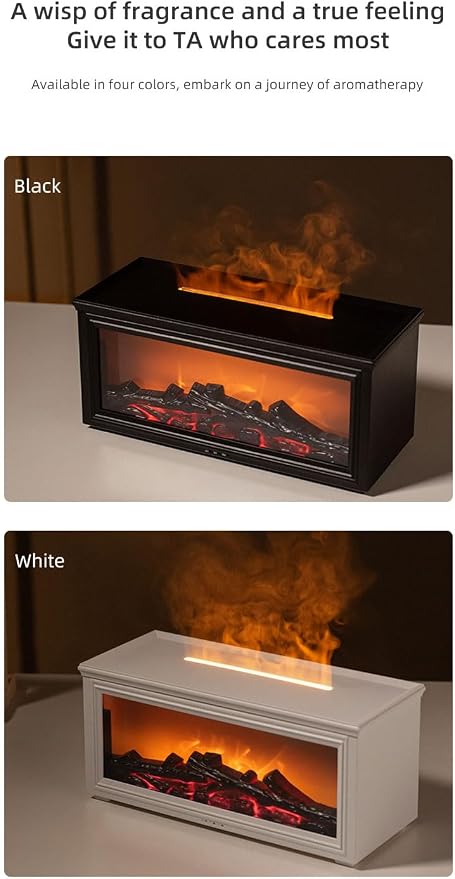280ml Essential Oil Diffuser with 3D Flame Effect, Remote Control Aromatherapy Humidifier, 7 Color LED Lights, Ultrasonic Cool Mist for Home Bedroom Office