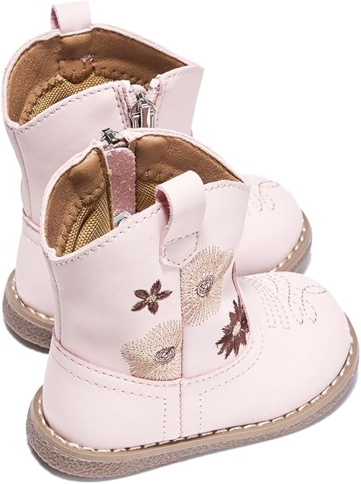 Newsonet Baby Cowboy Cowgirl Boots Infant Western Boots Toddler Boys Girls Round Toe Riding Mid Calf Boots All Seasons for 6 9 12 18 24 Months