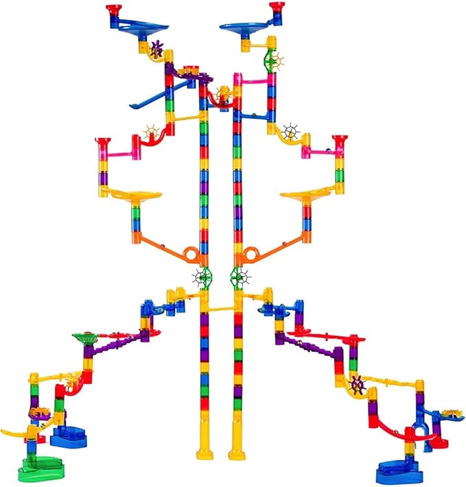 Marble Genius Marble Run - 300 Complete Pieces Maze Track Toys for Adults, Teens, Toddlers & Kids Aged 4-8 Years Old, (181 Translucent Marbulous Pieces + 119 Glass-Marble Set), Extreme Set